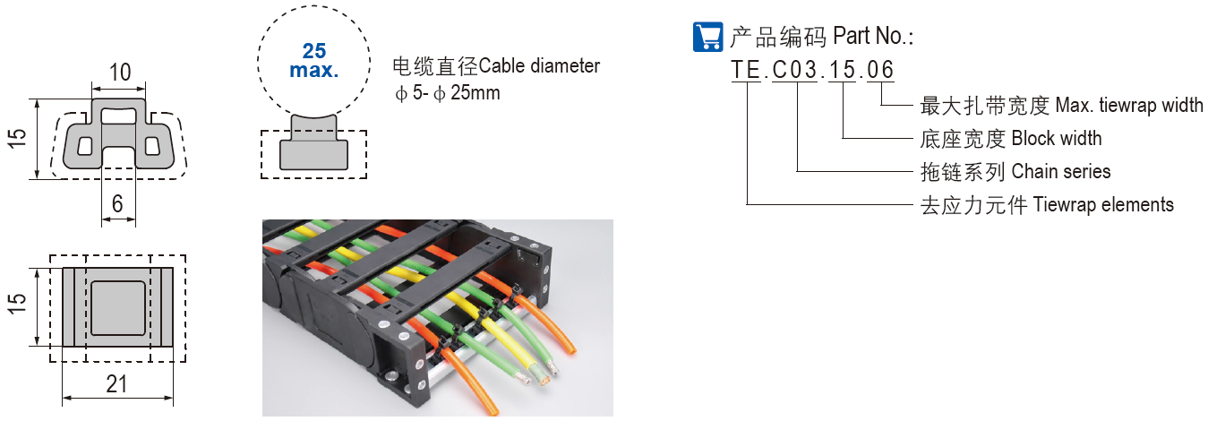 C03電纜拖鏈消除應(yīng)力元件